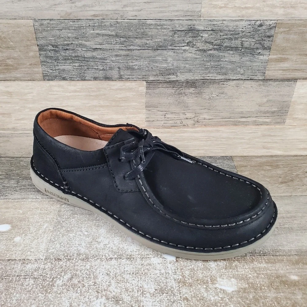 Birkenstock Pasadena Black Shoes Sz 10 Casual Loafer Suede Leather Lace Up